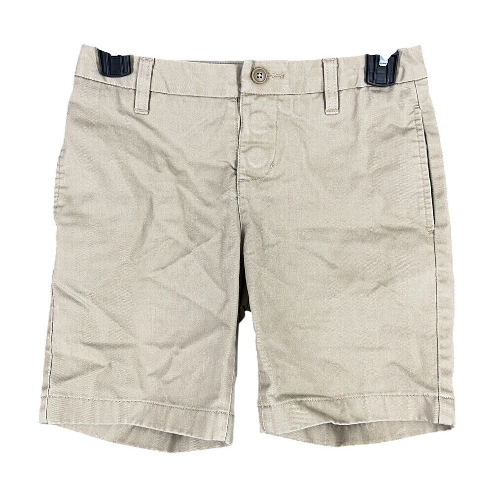 Lands End Shorts Girls 10 Beige Adjustable Waist Chino Uniform Magnetic‎ Fly